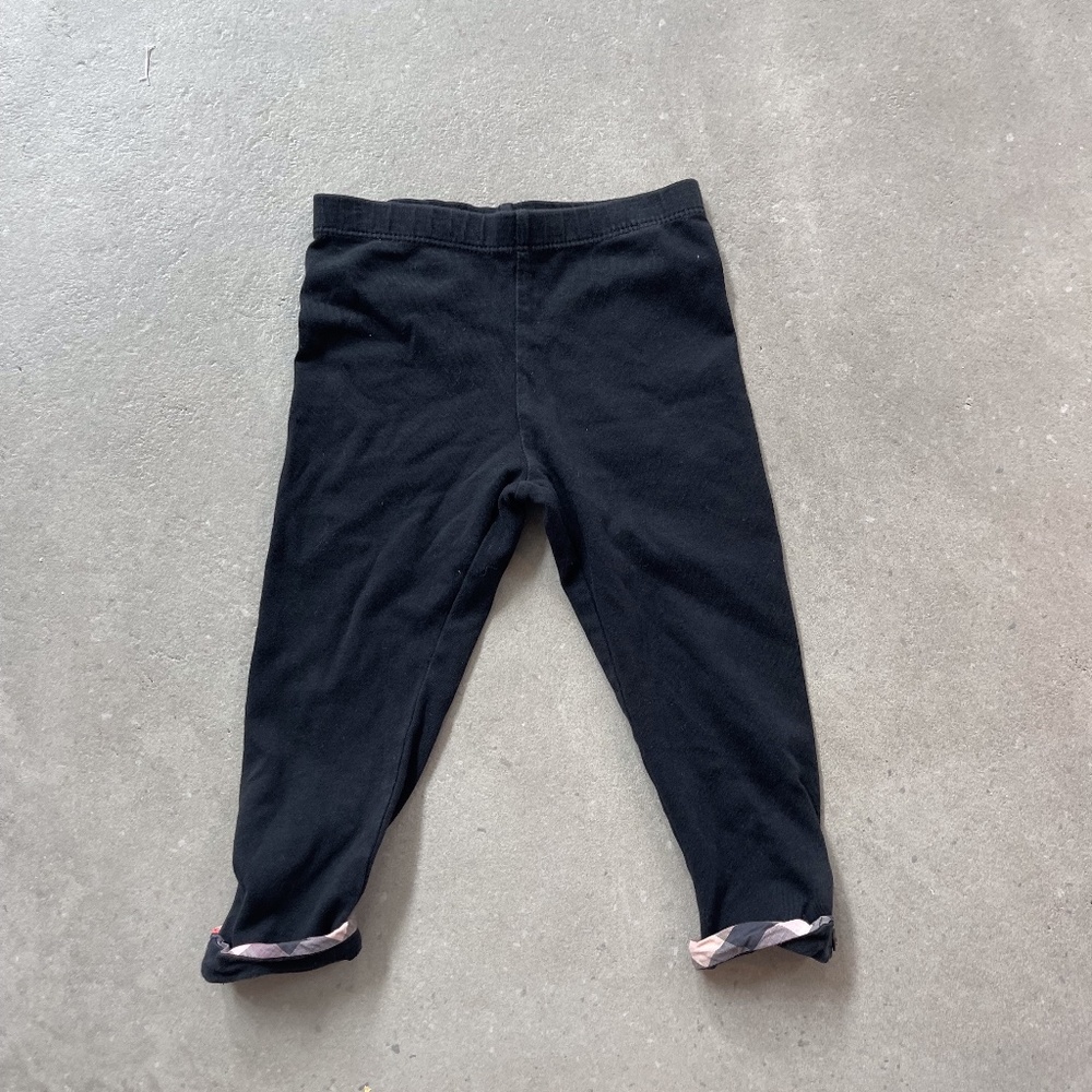 BURBERRY BLACK LEGGINGS - SIZE 9 MONTHS